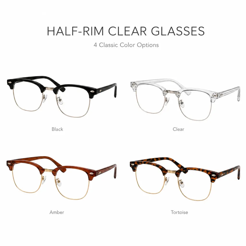 4 sets of minimalist design metal frame square daily glasses, minimalist casual glasses, fashionable square frame, square frame glasses, fashionable flat light color changing glasses