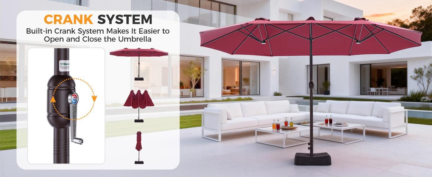 Sweetcrispy 15ft Large Rectangle Patio Umbrella - Polyester Adjustable UV Resistant Sunshade Canopy, Includes Base for Large Area Coverage, Ideal for Deck, Backyard, Adjustable Canopy, Uv Resistant Canopy,summerwins