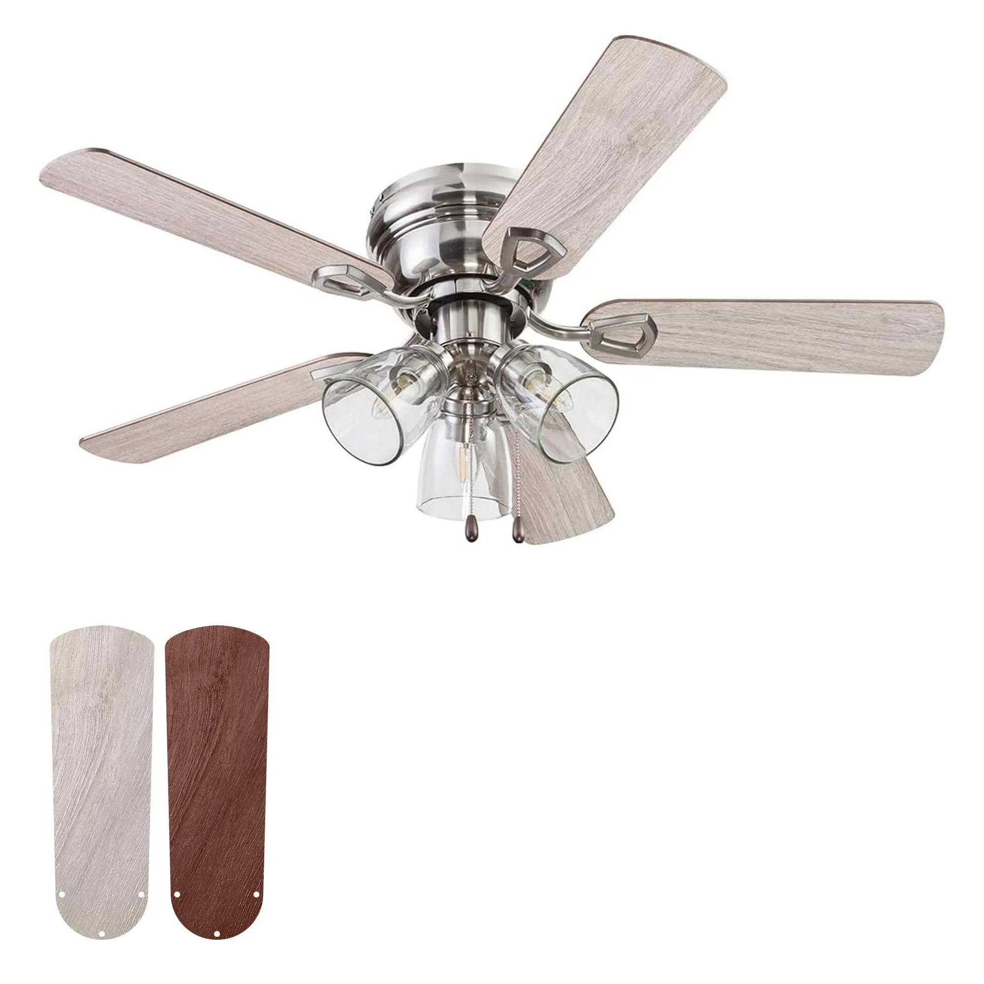 Portage Bay Renton Ceiling Fan, Quiet Reversible Motor, 42 Inch, Brushed Nickel