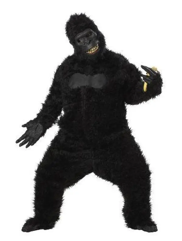 Black Gorilla Mascot - Faux Fur - Animal - Costume - Adult Plus