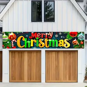 1pc Merry Christmas & Happy New Year Welcome Flag with candy design, suitable for outdoor lawn, porch and garden decoration, party and carnival wall and window decoration, durable polyester material, suitable for both indoor and outdoor use