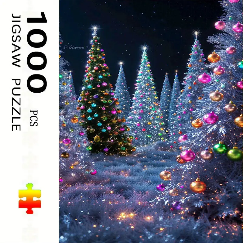 1000 Piece Christmas Tree Puzzle, Large Adult Family Interactive Toy, DIY Home Decor Brain Challenge, Holiday Scene, Perfect Gift