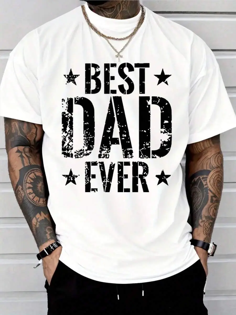 Father's Day T-shirt Best Dad Ever T-Shirt Gift For Dad Father's Day Gift Tee Shirt Gift (Single Piece)100% Cotton 180g Heavy Cotton T Shirt