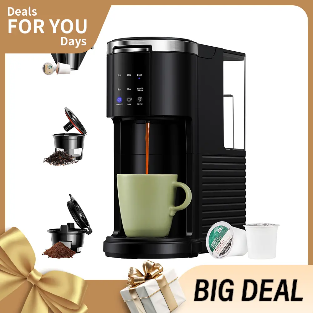 3 in 1 Coffee Maker for KCup, Reusable Pods & Ground Coffee Tea, 6 to 14oz Coffee Brewer Machine with 40oz Removable Water Reservoir, Self-cleaning Function, Black tiktokshopbacktoschool