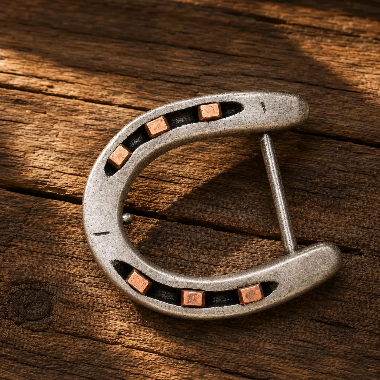 Silver Copper - Handcrafted Horseshoe Belt Buckle