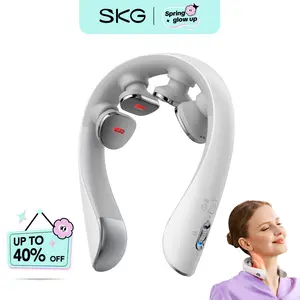 SKG K5-3 PRO Heated Neck Massager - Pulse EMS + Red Light + Vibration Traction, Portable 4D Design Neck Relaxer for Muscle Relaxation