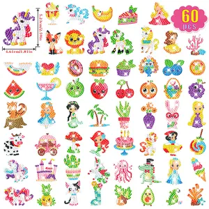 60pcs Diamond Painting DIY Handmade Puzzle Cartoon Animal Mosaic Stickers Gift Set, Crafting Kit, Unique Animal Themes Educational Craft Kit for Kids and Adults, Creative Craft Kit