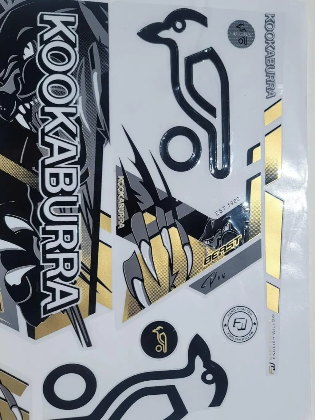 Cricket BAT Sticker for KOOKABURA Beast  3D Embossed Sticker | English Willow | Black