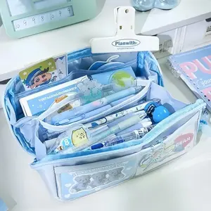 1 Count Multi-grid Pencil Case with Zipper, Potable Large Capacity Stationery Storage Bag, Office Stationery & Supplies for School Students Home