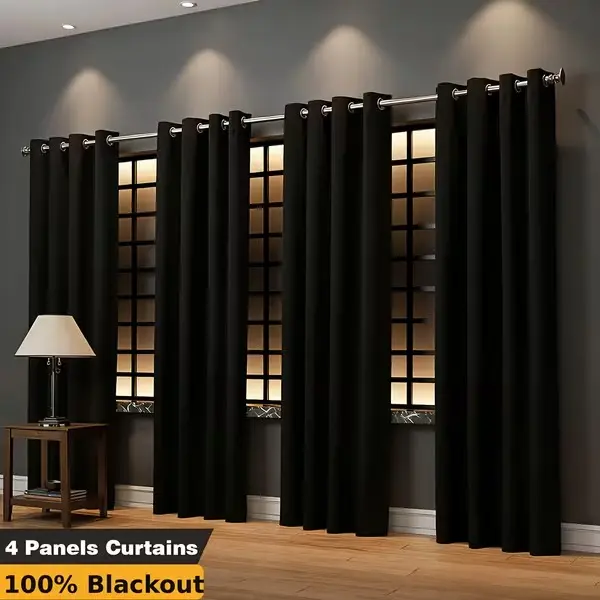 4-Piece Blackout Curtain Set - Thermal Insulated, Noise-Reducing & Privacy-Protecting Room Divider Curtains for Living Room, Bedroom, Balcony & Patio