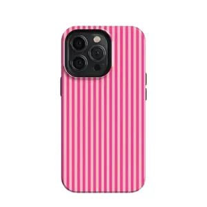 Striped Pink on Pink Tough Phone Case, Shockproot Phone Protective Cover,  Modern Floral Phone Cover For Iphone 13, 14pro, 15 16promax 17
