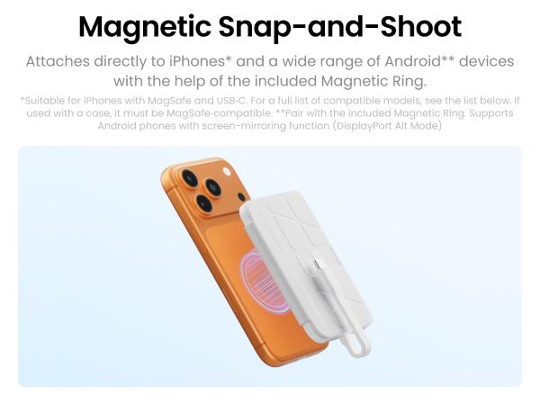 Insta360 Snap Selfie Screen - 4K Magnetic Selfie Monitor Screen for Selfie, Vlogging, Compatible vith iPhone & Android, Touchscreen Control, Wired Instant Connection