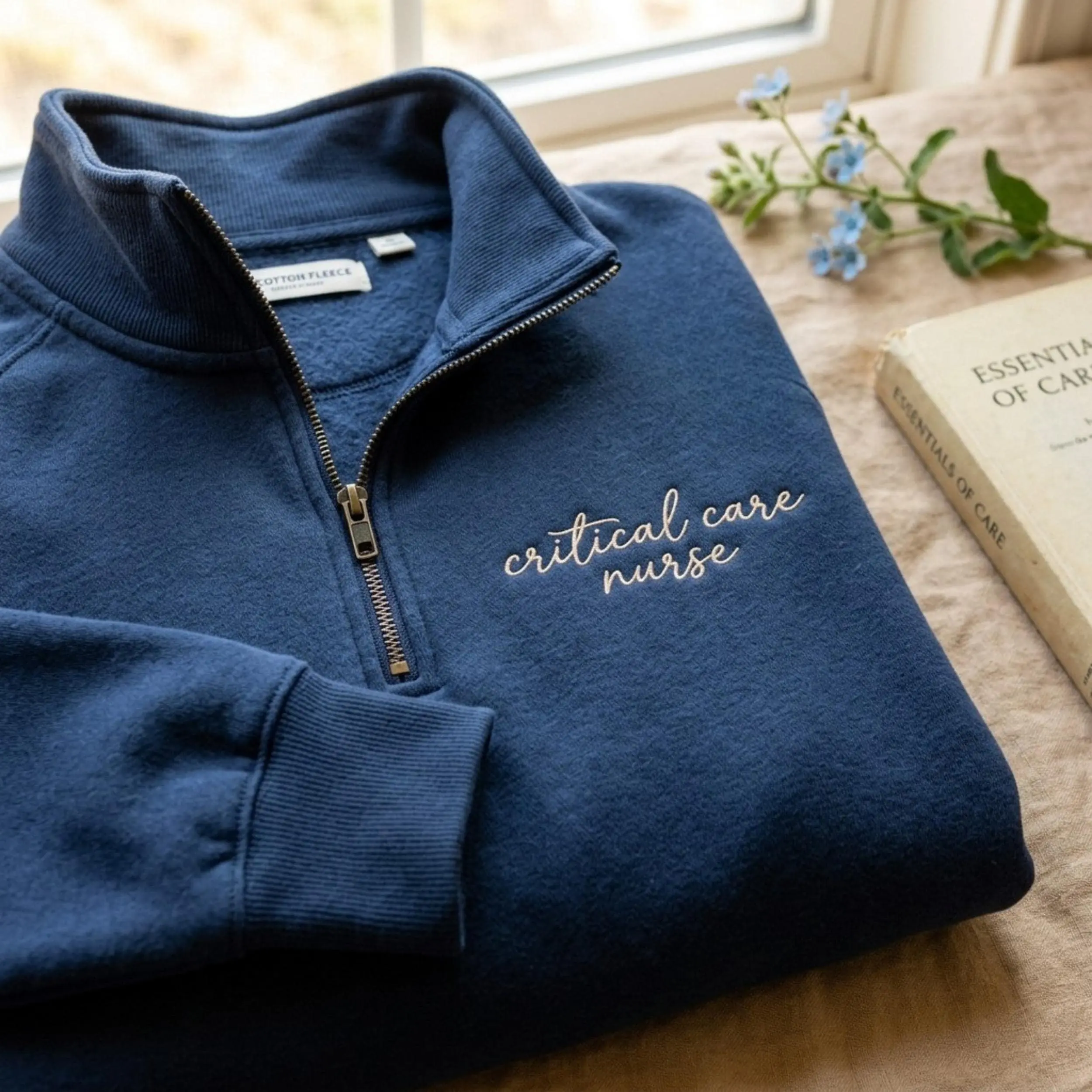 Critical Care Nurse Quarter Zip Sweatshirt, ICU Medical Apparel