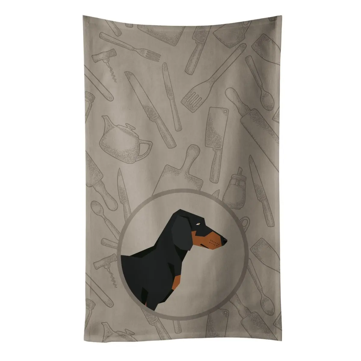 Cotton Fabric Cloth Kitchen Towel - Single Towel with Dachshund Graphic Print, Household Textile for Clean Kitchen Use