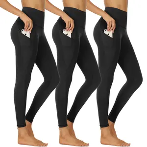 SHOWITTY Women's High Waisted Tummy Control 3 Pack Leggings with Pockets – Non See-through  Yoga Pants for Workout