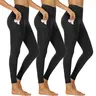 SHOWITTY Women's High-Waisted Tummy Control 3-Pack Leggings with Pockets - Non-See-Through Yoga Pants, Gym Shapewear, Women's Clothes, Plus Size Clothing