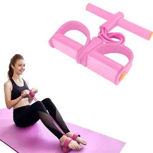 2025 New Fitness Resistance Bands - 4 Tube Pedal Ankle Puller, Exercise Bands with Handles, Pedal Resistance Band with Handle for Home, Office and Gym