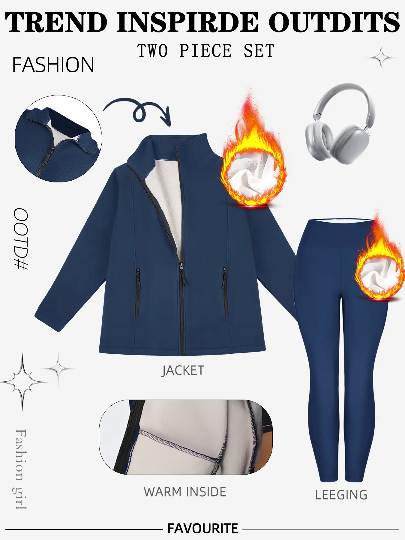 Women's Fleece Lined Long Sleeve Jacket, Thick Inner Layer, Casual Fit, Above Thick Yoga Pants, Outdoor Running Hiking, Thermal Lined Outerwear