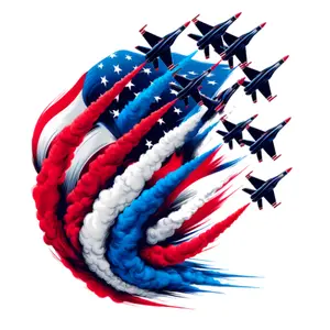 Jets, American Flag with Red, White and Blue Direct To film Print, DTF Print, Ready To Press Print For T-Shirts