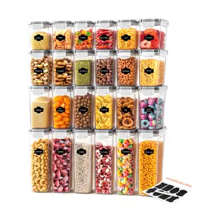 Kichly Airtight Food Storage Containers Set with Lids 24 Pack BPA-Free Plastic Pantry Organizers for Cereal Flour Sugar & Dry Food Clear Reusable