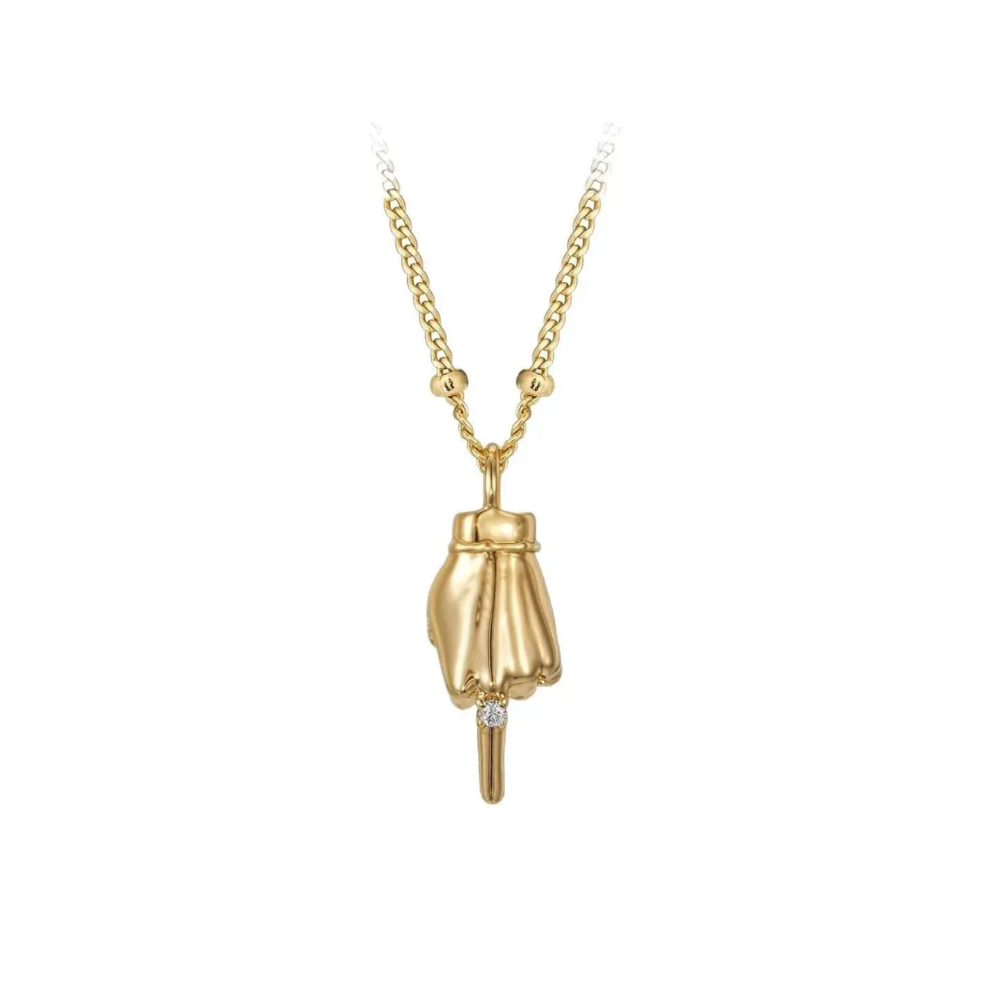 Women's Gold-Color Hand Gesture Pendant Necklace with Diamond Accent, Bling Necklace for Female, Casual Indoor Recreation Jewelry That Adds a Luxurious Touch & Enhances Your Wardrobe, Enhancing Your Wardrobe, Shines Brilliantly, Women's Fashion Jewelry