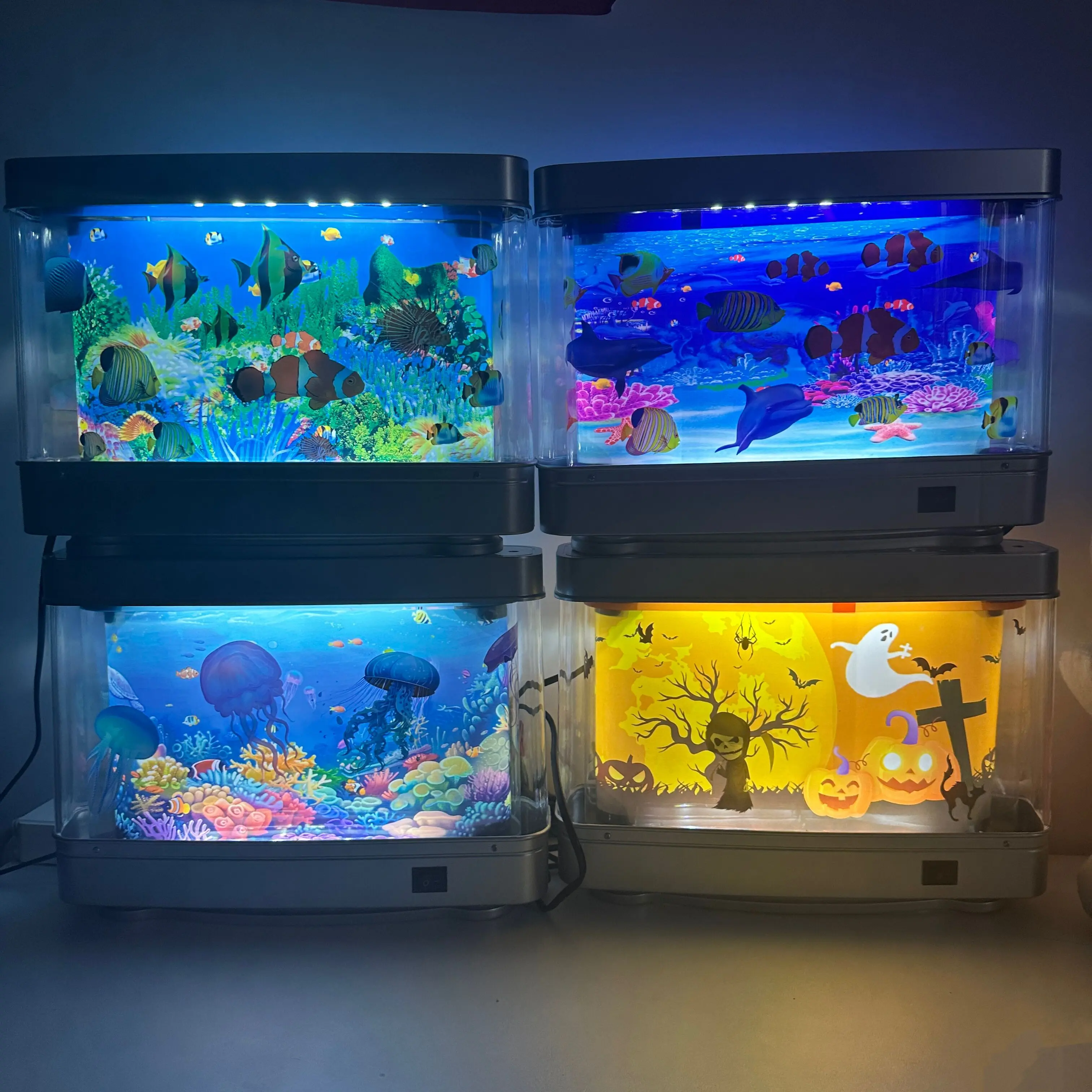 led desk lamp Fake Fish Tank Lamp Ocean Aquarium Decorative Lamp Artificial Tropical Aquarium Lights Motion Lamp Nostalgic 2000s Jellyfish Dolphin Halloween lamp Halloween GiftsAquarium Lamp Outdoorfun Aquatic