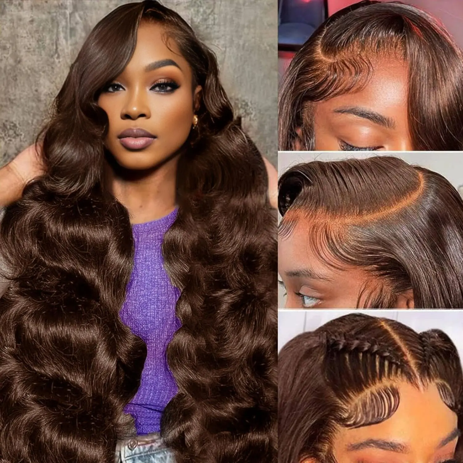 Chocolate Brown Wig Body Wave Lace Front Wigs Human Hair 13x4 HD Lace Frontal Wigs Pre Plucked with Baby Hair 150% Density Light Brown wig Brazilian Virgin Human Hair Lace Front Wigs for Women