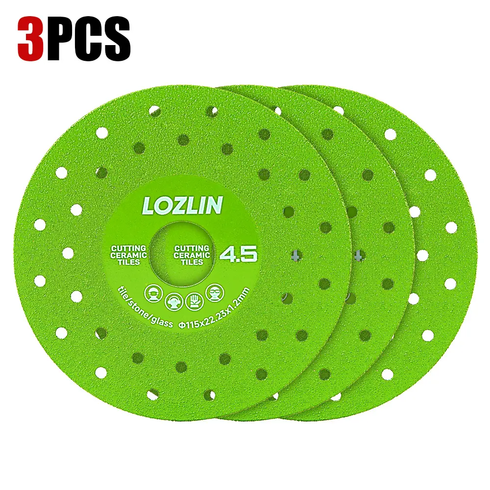 3PCS 4.5" Ultra-Thin Diamond Blade - Multi-Pore Flat Abrasive Disc for Porcelain, Glass, Ceramic Tile, Granite, Marble - Tool Accessories