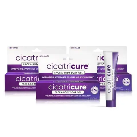 Cicatricure Face & Body Advanced Scar Gel, 3 Pack, Scar Treatment for Old & New Scars, Fades Stretch Marks Away, Surgical Scars, Injuries, Burns and Acne Scar Treatment, Skincare, For Adults & Kids, 1 oz (28g),  - 3 Pack, Scar Removal Gel, Helps Even Skin