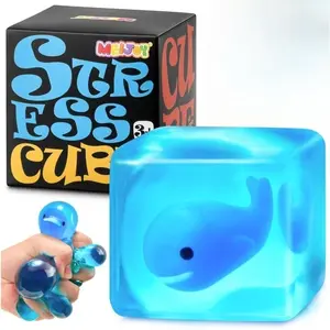 Elastic Toy Fingertip Toy - Blue Ocean Small Animal Ice Block Elastic Toy, Slow Rebound 3D Syrup Toy, Fun Toy that can be squeezed and kneaded, Cartoon Small Pattern Design, Attractive Blue Slow Rebound Soft Toy, Children's Hobby