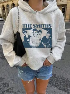 Women's Casual Hooded Sweatshirt with Graphic Prints, Relaxed Fit Pullover with Drawstring Pockets for All Seasons, Stylish Outdoor Wear