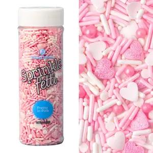 Sweets Indeed Valentines Day Heart Sprinkle Mix | Pink & White Jimmies, Sugar Pearls, Confetti Quins, Nonpareils & Heart Shapes | Baking & Decorating, 4 ounces