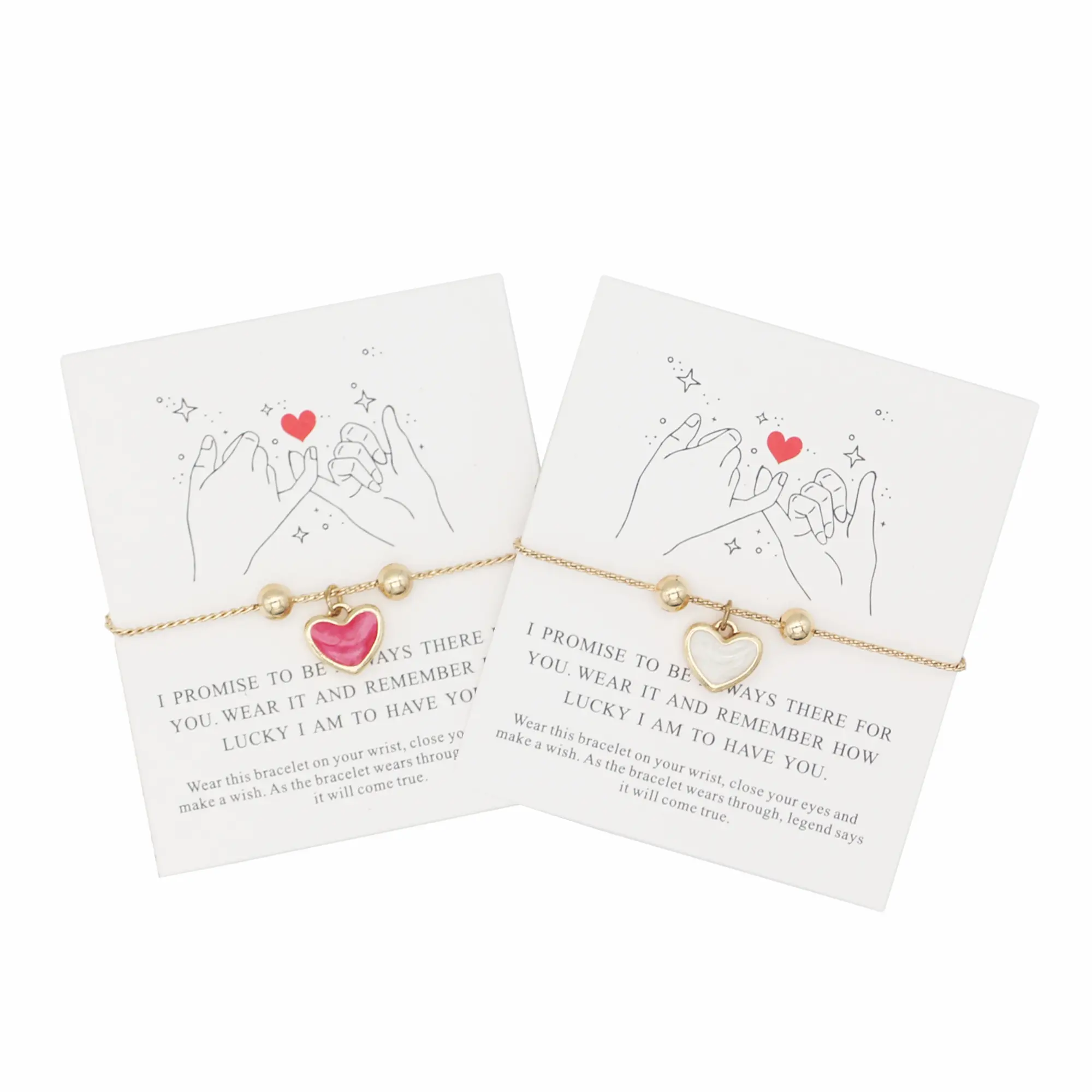 Matching Heart Bracelets for Mom and Daughter, 2-Piece Gold-Plated Promise Set with Adjustable Fit, Mother's Day Gift