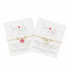 Mother's Day Best Friend Heart Bracelet Set - Surprise Gift for Mom and Grandma - One to Wear One to Share Heart Matching Bracelets
