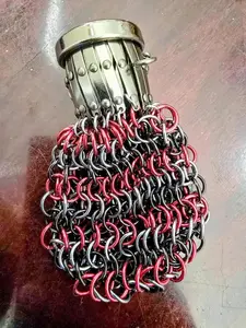 Chainmail Dice Bag Ready to Ship - Red, Silver, Black