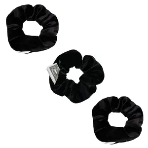 Zipper Pocket Scrunchies, Hidden Storage Velvet Hair Ties Bracelet with Secret Compartment for Keys, Money, Chapstick, Earbuds & Small Essentials (Black, 3-Pack)