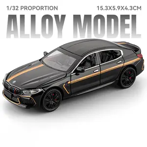 1/32 Scale BMW M8 MANHART MH8 800 Alloy Model Car, Diecast Collectible Toy - Sound & Light Effects, Pull Back Function, Birthday Gift for Kids