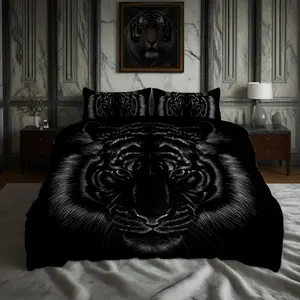 Tiger Pattern Bedding Set, Tiger Head Design, 3 Counts/set Including 1 Count Quilt Cover & 2 Counts Pillowcase, Soft Comfortable Bedding Set for Bedroom, Bedding Supplies