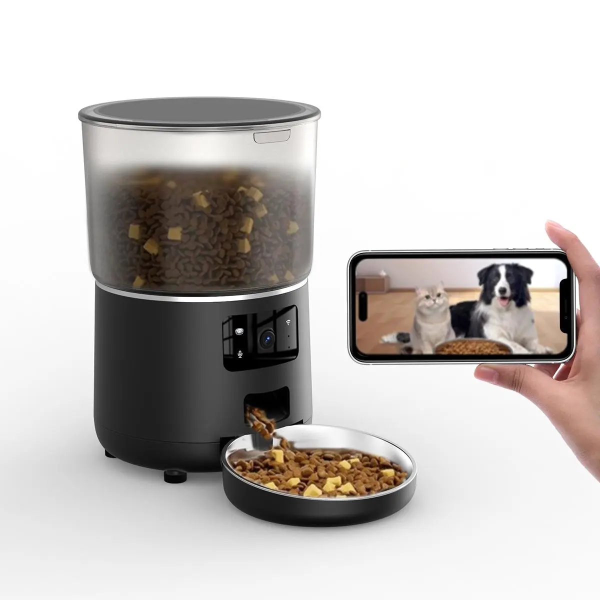 NPET 4L Smart Automatic Pet Feeder with 1080P Camera, WiFi 2-Way Audio Timed Food Dispenser for Cats & Small Dogs