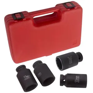 4pc 1/2 inch Drive Spindle Axle Nut Socket Set 12 Point 30mm 32mm 34mm 36mm