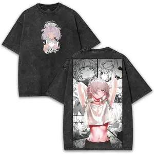 Call of the Night 260GSM Oversized Tee With Dual-Sided Print – Washed Vintage Shirt For Fans Of Midnight Adventures and Vampires Cotton Menswear