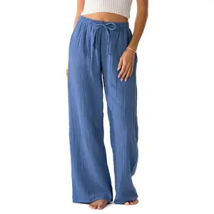 Ocean Blue Cotton Cabana Pants