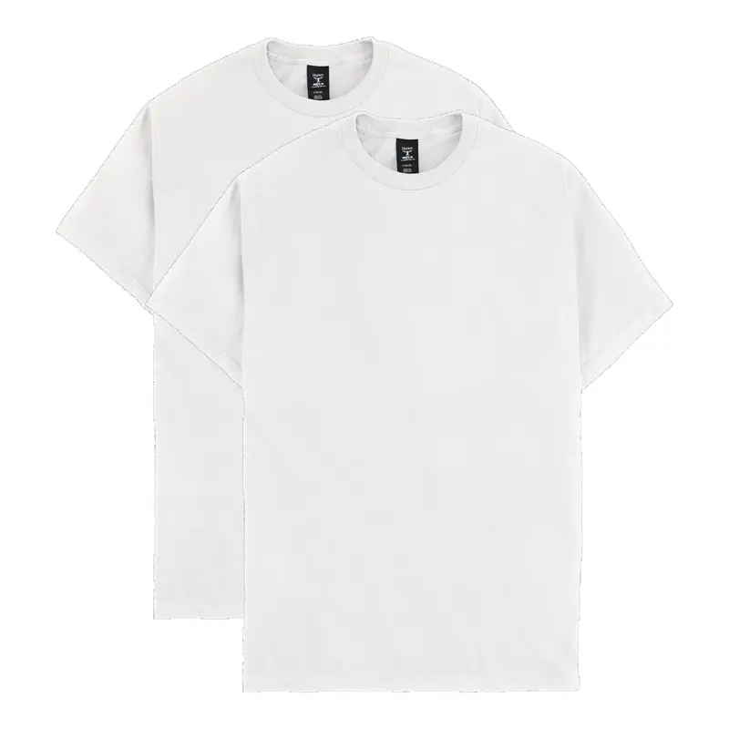 Men's 2-Pack 100% Cotton Classic Short-Sleeve Round Neck T-Shirts - Ultra-Soft Jersey, Full-Cut Fit, Double Stitching, Durable Loose Fit, Plain Unisex Menswear Casual Set