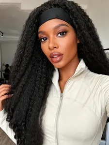 Headband Afro Kinky Curly Wigs for Women, Headband Style Wig, Bouncy Fluffy Gorgeous Wig, Synthetic Glueless Wig for Daily & Party Use, Wear and Go Perfect for Beginners Beginner Friendly Daily Wear &Party Use.(20inch）