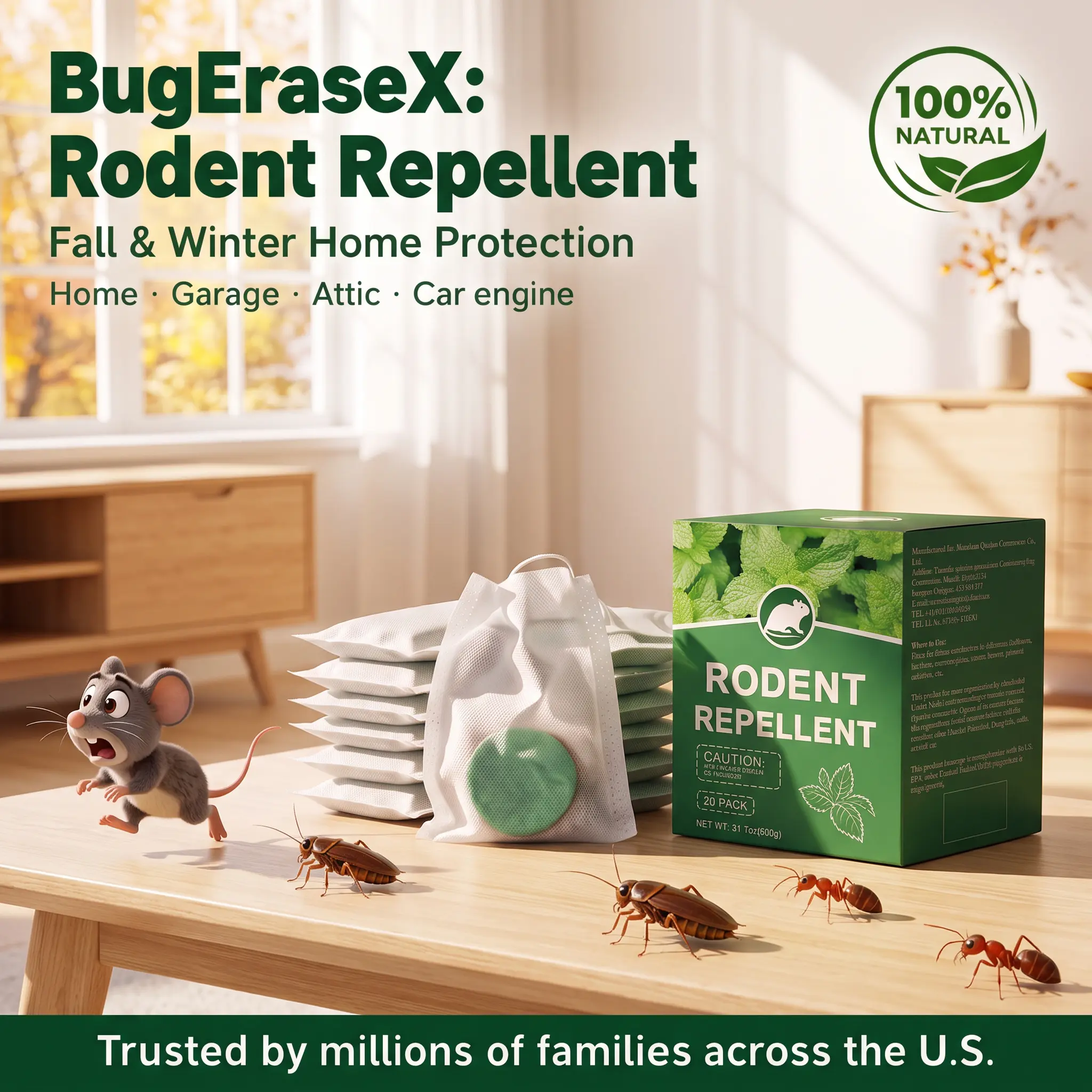 12/24/36-Pack Natural Peppermint Oil & 38% Lemongrass Rodent Repellent Balls, Family-Safe Indoor/Outdoor Pest Control, Easy-to-Use Squirrel Deterrent, Long-Lasting Home Supplies