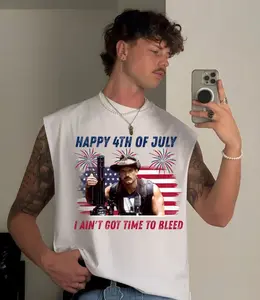 I Ain't Got Time To Bleed 4th of July Tank Top, Predator Movie 4th Of July Independence Day Shirt