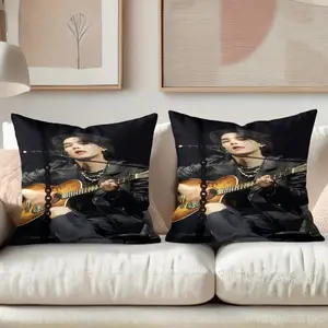 2PC, SUGA  inspired pillow cover, 18 inches * 18 inches, double-sided printing, Christmas decoration, sofa waist pillowcase, pillowcase does not contain pillow core. suitable for gift giving