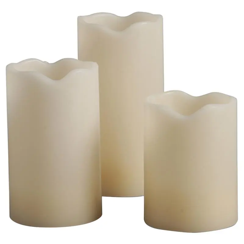 Everlasting Glow 9067845 Flameless Flickering Pillar Candle - Wax Bisque, Vanilla Scents, 5 Hour, Melted Edge, Drip-Resistant Home Supplies Decor, On-Off Switch, Gift Option for Children, Flickering Flame Effect, Household Candle