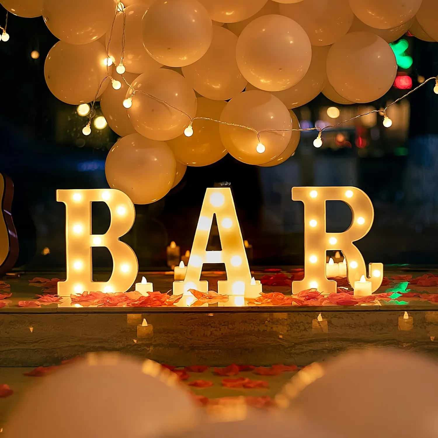 MICRENCY Classic 3pcs White Battery-Powered Flashing LED Letter Lights with On/Off Switch, Plastic Wall/Desktop Signs, Party Decoration Supplies, Plug-Free Home Bar Lanterns, 3Pcs White Letter Lights