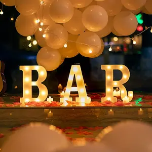MICRENCY Classic 3pcs White Battery-Powered Flashing LED Letter Lights, Dry Battery-Powered Decorative Lights with On/Off Switch, Plastic Wall/Desktop Signs, Christmas Party Decoration Supplies, Durable Plug-Free Home Bar Lanterns